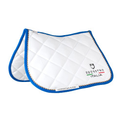 Springzadeldek Equestro x FISE met Italiaanse vlagbies Wit / Savoisch blauw