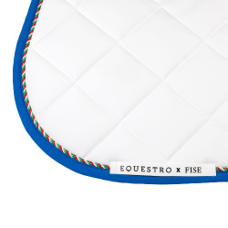 Springzadeldek Equestro x FISE met Italiaanse vlagbies Wit / Savoisch blauw
