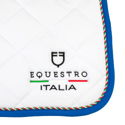 Springzadeldek Equestro x FISE met Italiaanse vlagbies Wit / Savoisch blauw