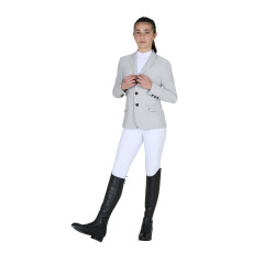 Kinderwedstrijdjas Equestro slim fit met drie knopen Havenmist