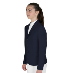 Kinderwedstrijdjas Equestro slim fit met drie knopen Marineblazer Marineblauw Kinderwedstrijdjas Equestro slim fit met drie knopen Marineblazer Marineblauw