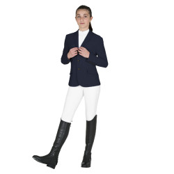 Kinderwedstrijdjas Equestro slim fit met drie knopen Marineblazer Marineblauw Kinderwedstrijdjas Equestro slim fit met drie knopen Marineblazer Marineblauw