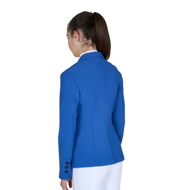 Kinderwedstrijdjas Equestro slim fit met drie knopen Blauw kwarts