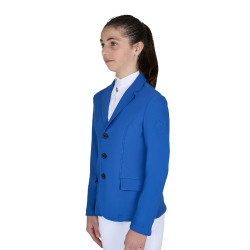 Kinderwedstrijdjas Equestro slim fit met drie knopen Blauw kwarts