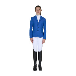 Kinderwedstrijdjas Equestro slim fit met drie knopen Blauw kwarts