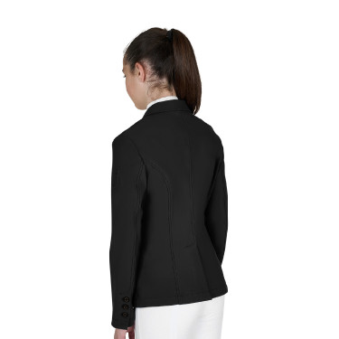 Kinderwedstrijdjas Equestro slim fit met drie knopen Zwart