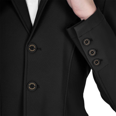 Kinderwedstrijdjas Equestro slim fit met drie knopen Zwart
