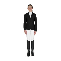 Kinderwedstrijdjas Equestro slim fit met drie knopen Zwart