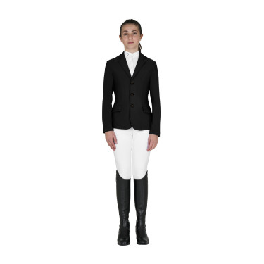 Kinderwedstrijdjas Equestro slim fit met drie knopen Zwart