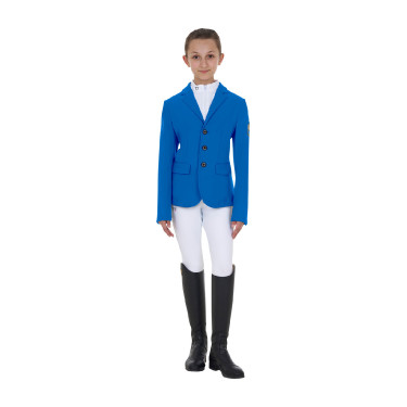 Uniseks wedstrijdjasje voor kinderen Equestro x FISE met drie knopen Blauw van Savoye