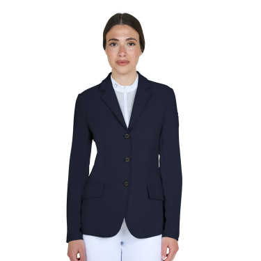 Dames wedstrijdjasje Equestro met reliëflogo Marineblazer Marineblauw Dames wedstrijdjasje Equestro met reliëflogo Marineblazer Marineblauw