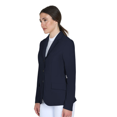 Dames wedstrijdjasje Equestro met reliëflogo Marineblazer Marineblauw Dames wedstrijdjasje Equestro met reliëflogo Marineblazer Marineblauw