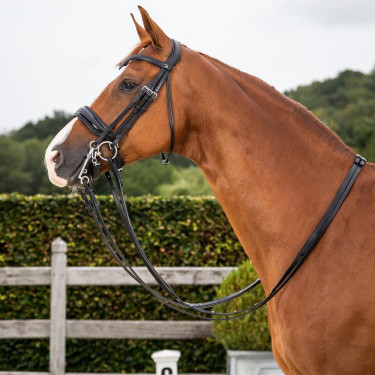 Hoofdstel Dy'on collectie dressuur plat leer Brede Lakneusriem