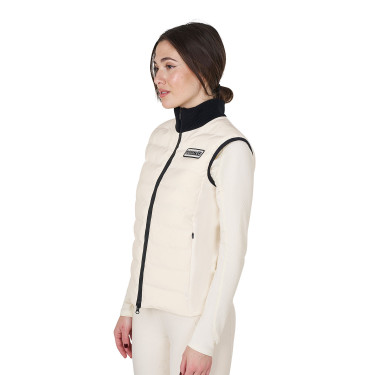Dames bodywarmer Equestro met rits in technische mix Antiek wit Beige