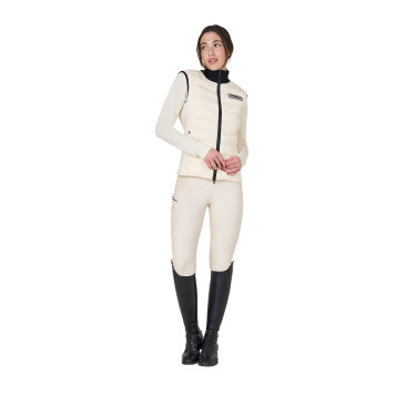 Dames bodywarmer Equestro met rits in technische mix Antiek wit Beige