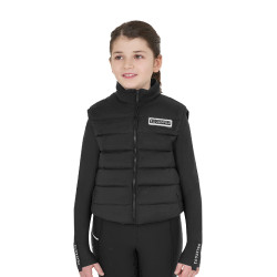 Mouwloos meisjesvest Equestro van technische nylon Zwart Mouwloos meisjesvest Equestro van technische nylon Zwart