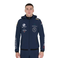 Heren Softshell Jas Equestro New Style Multilogo Marineblazer Marineblauw