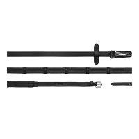 Rubberen teugels 5/8" Dy'on Working-collectie met lederen stops en musketonhaak Zwart Rubberen teugels 5/8" Dy'on Working-collectie met lederen stops en musketonhaak Zwart