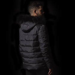 Herrenparka QUEBEC Flags & Cup Gemêleerd grijs / zwart