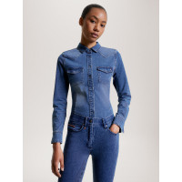 Tommy Hilfiger Equestrian stretch denim overhemd Woodside dames Erfgoed Blauw Tommy Hilfiger Equestrian stretch denim overhemd Woodside dames Erfgoed Blauw