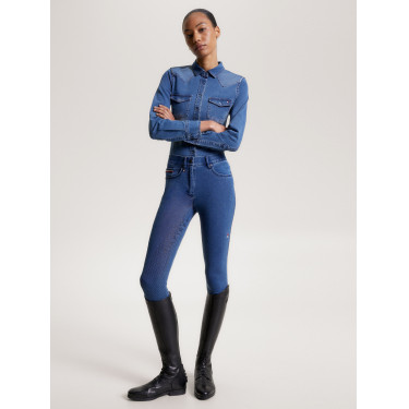 Tommy Hilfiger Equestrian stretch denim overhemd Woodside dames Erfgoed Blauw Tommy Hilfiger Equestrian stretch denim overhemd Woodside dames Erfgoed Blauw