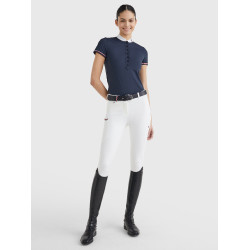 Tommy Hilfiger Equestrian wedstrijdpolo met korte mouwen voor dames Woestijnlucht Blauw Tommy Hilfiger Equestrian wedstrijdpolo met korte mouwen voor dames Woestijnlucht Blauw