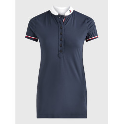 Tommy Hilfiger Equestrian wedstrijdpolo met korte mouwen voor dames Woestijnlucht Blauw Tommy Hilfiger Equestrian wedstrijdpolo met korte mouwen voor dames Woestijnlucht Blauw
