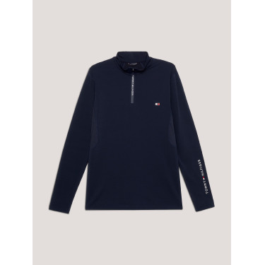 Thermisch T-shirt Tommy Hilfiger Equestrian 1/4-rits heren lange mouwen Woestijnlucht Blauw Thermisch T-shirt Tommy Hilfiger Equestrian 1/4-rits heren lange mouwen Woestijnlucht Blauw