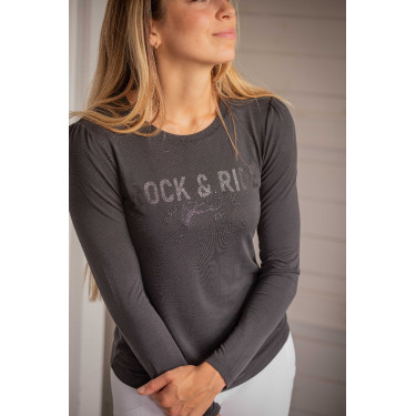 T-shirt Pénélope Lovely lange mouwen Antraciet Grijs