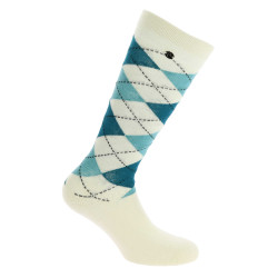 Equithème Argyle damessokken Ecru / blauw Wit