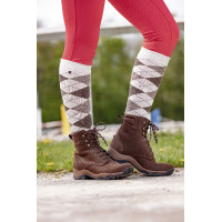 Equithème Argyle damessokken Ecru / taupe Wit