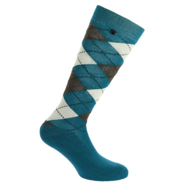 Equithème Argyle damessokken Saffier / ecru Blauw