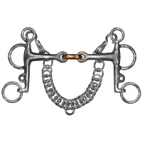 Pelham dubbele breuk korte takken Privilege Equitation Inox / olijf koper
