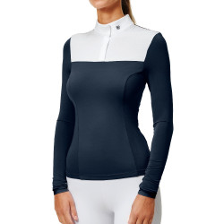 Wedstrijdpolo met lange mouwen Equestrian Stockholm refined dames Marine Marineblauw