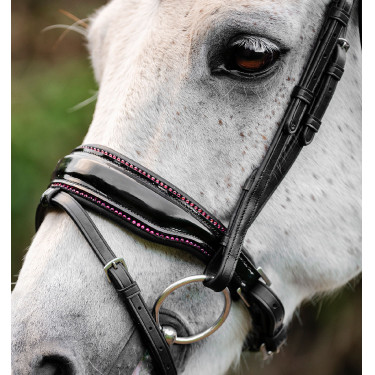 Ponyhoofdstel Horseware Diamante Flash Zwart / roze