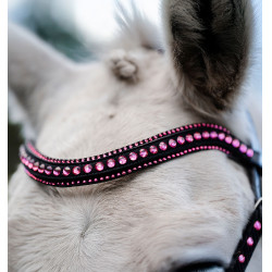 Ponyhoofdstel Horseware Diamante Flash Zwart / roze