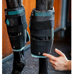 Horseware Ice-Vibe kniebeschermers Zwart / aqua Horseware Ice-Vibe kniebeschermers Zwart / aqua