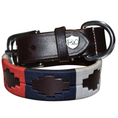 Halsband hond Flags & Cup CHUKKA Marron / bleu / rouge
