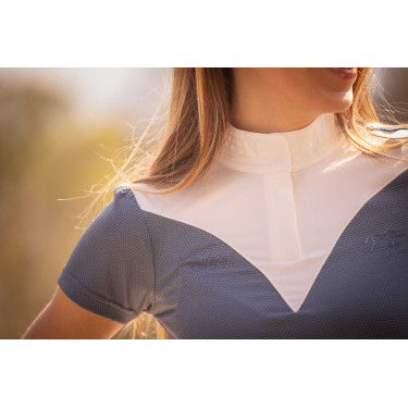 Wedstrijdpolo Pénélope Las Honey korte mouwen Beringzee Blauw