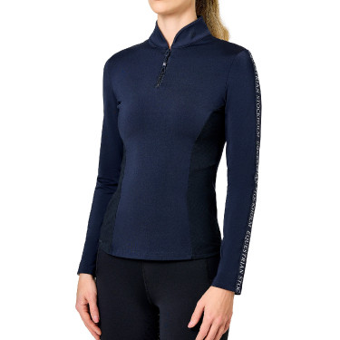 Dames longsleeve polo Equestrian Stockholm Power Marine moderne tech