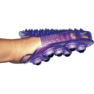 Dubbelzijdige handschoen voor roskammen en massage Violet
