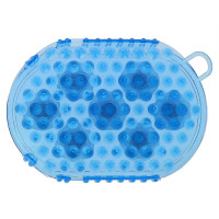 Dubbelzijdige handschoen voor roskammen en massage Lichtblauw