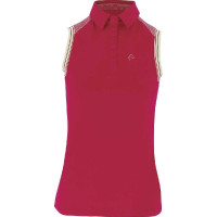 Mouwloze dames poloshirt piqué Equithème Framboos Rood