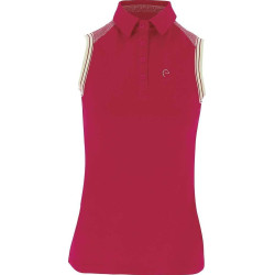 Mouwloze dames poloshirt piqué Equithème Framboos Rood