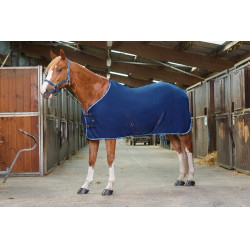 Fleece deken Riding World met kruissingels 230g Marine / lichtblauw