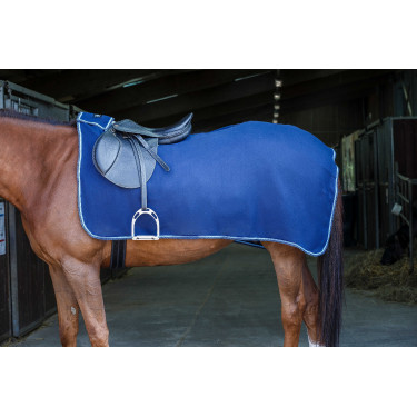 Zadeldeken Riding World fleece Marine / lichtblauw