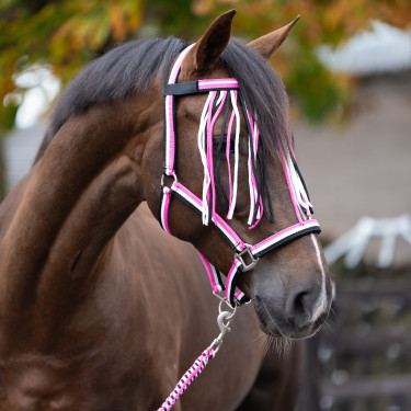 Halster en lange anti-vliegen nylon Imperial Riding Neonroze