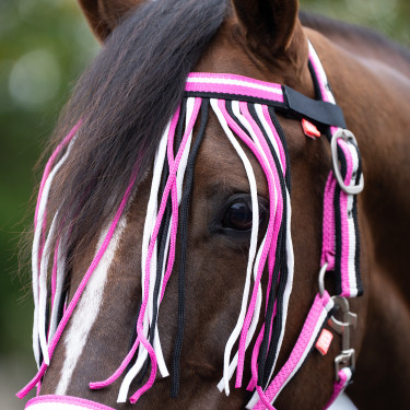Halster en lange anti-vliegen nylon Imperial Riding Neonroze
