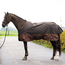 Buiten deken Imperial Riding Customized 400g met hals Donkerbruin / lichtbruin