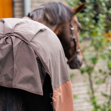 Buiten deken Imperial Riding Customized 400g met hals Donkerbruin / lichtbruin